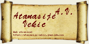 Atanasije Vekić vizit kartica